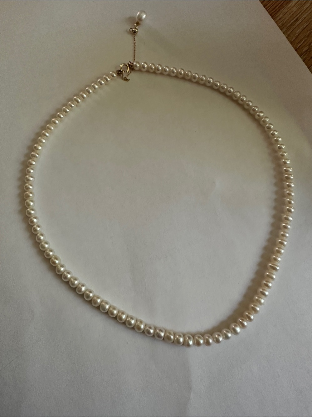 New Freshwater Pearl 4-4.5mm Necklace luster white 925 silver 15-16inches